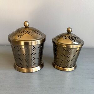 Opalhouse Jungalow Canister Brass Perforated Holder Container Decor Set NEW